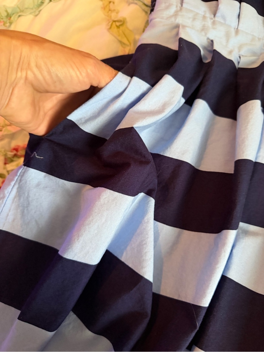 entro Navy and Light Blue Striped Strapless nautical wedding guest Midi Dress - Picture 11 of 11